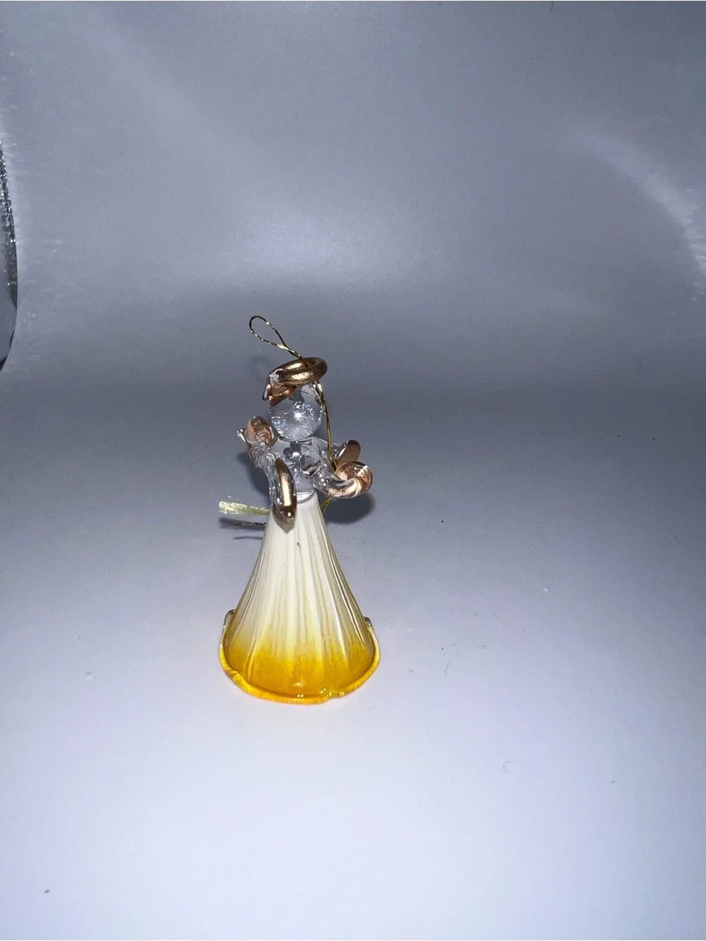 Glass Angel Ornament Pendant in Yellow and Clear